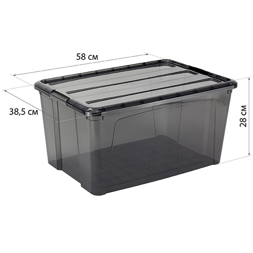 Ящик для хранения с замками 45 л IDEA КИП М 2339, черный прозрачный