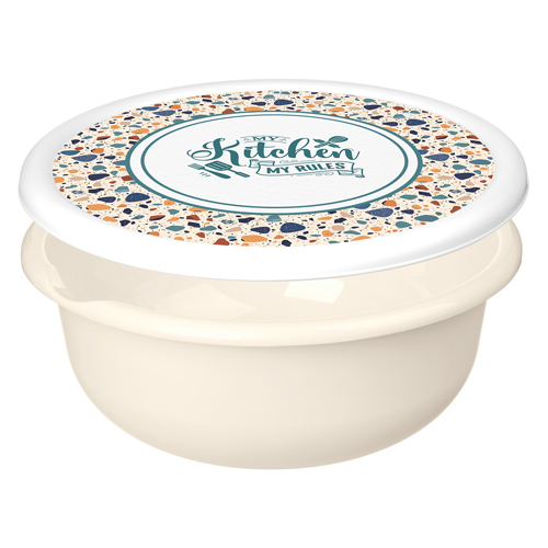 Миска с крышкой 3.2 л Homver Modena 223134025/01, с декором Терраццо светло-бежевая