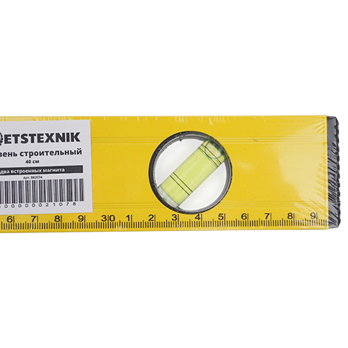 Уровень строительный пузырьковый 40см, два встроенных магнита, 1/60