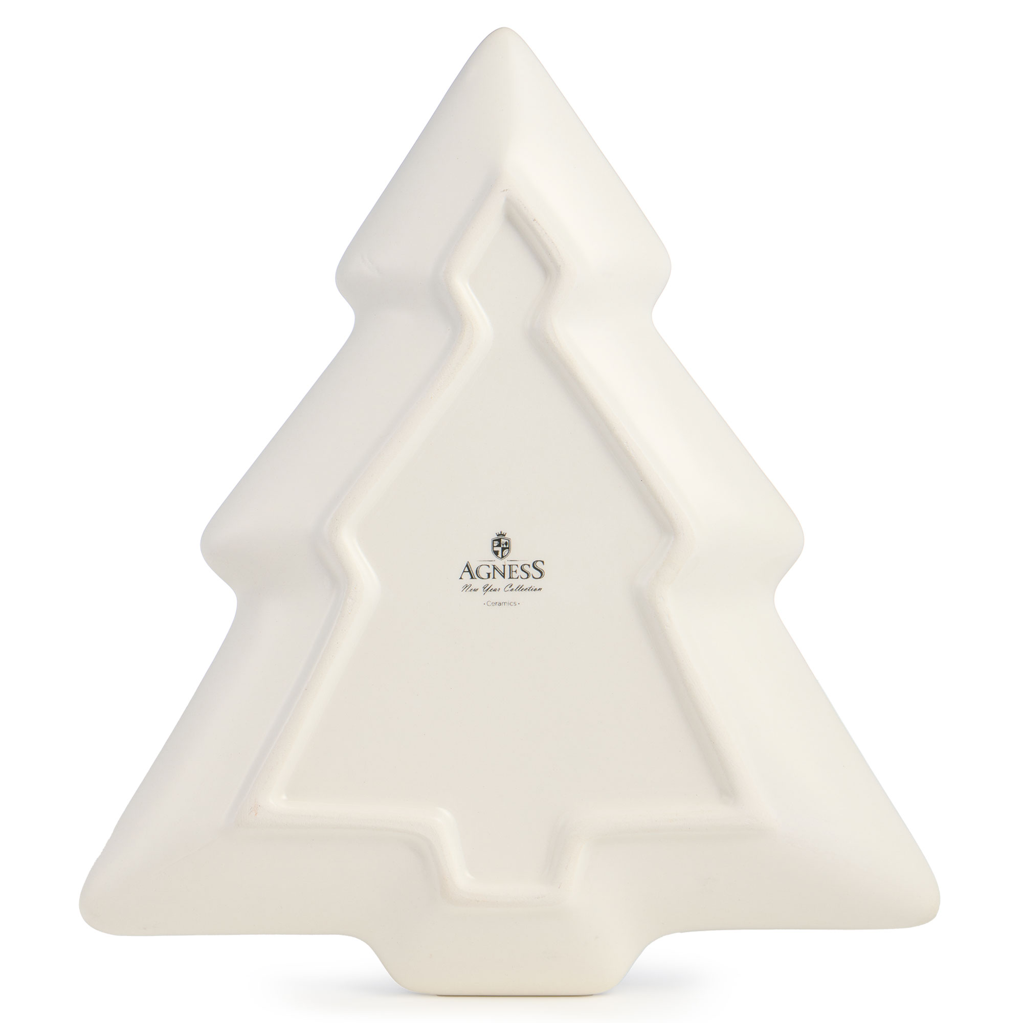 ТАРЕЛКА В ФОРМЕ ЕЛКИ AGNESS, С НОВЫМ ГОДОМ!, 23*20, 2*2, 2 СМ, КОР=24ШТ.