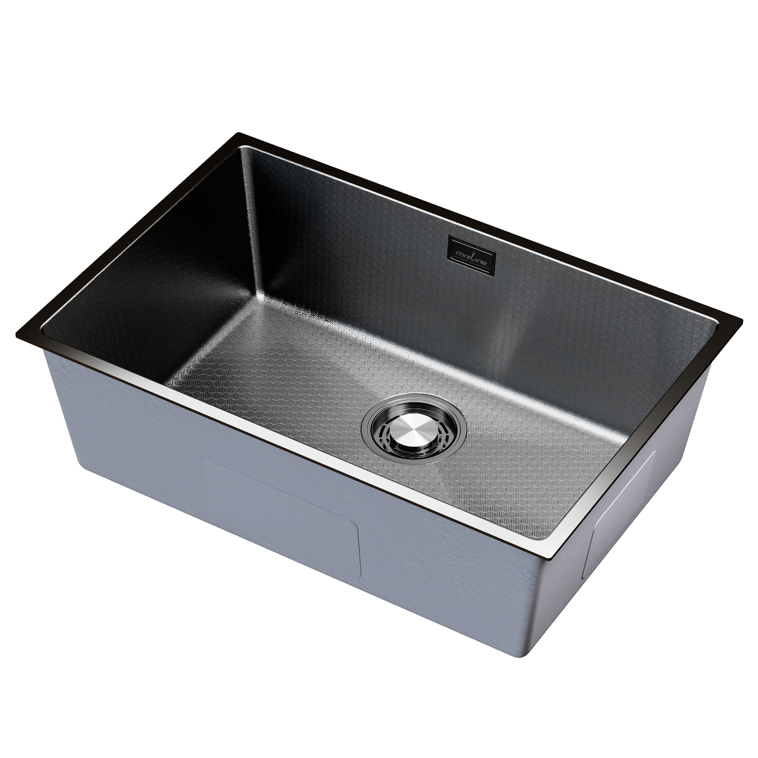 Мойка подст.монтаж 65х44, 3, 0 вып 3 1/2 MIXLINE PRO 22см с сифоном, черный графит НАНО декор