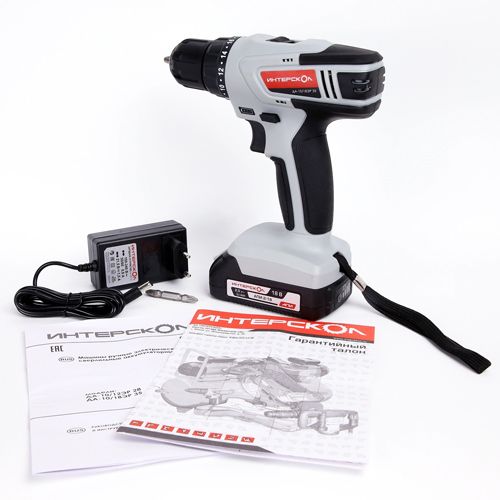 Дрель аккумуляторная ДА 10/18ЭР 35 (Li-ion, 1 акк, 2.0Ач, ЗУ, экокейс, Интерскол)