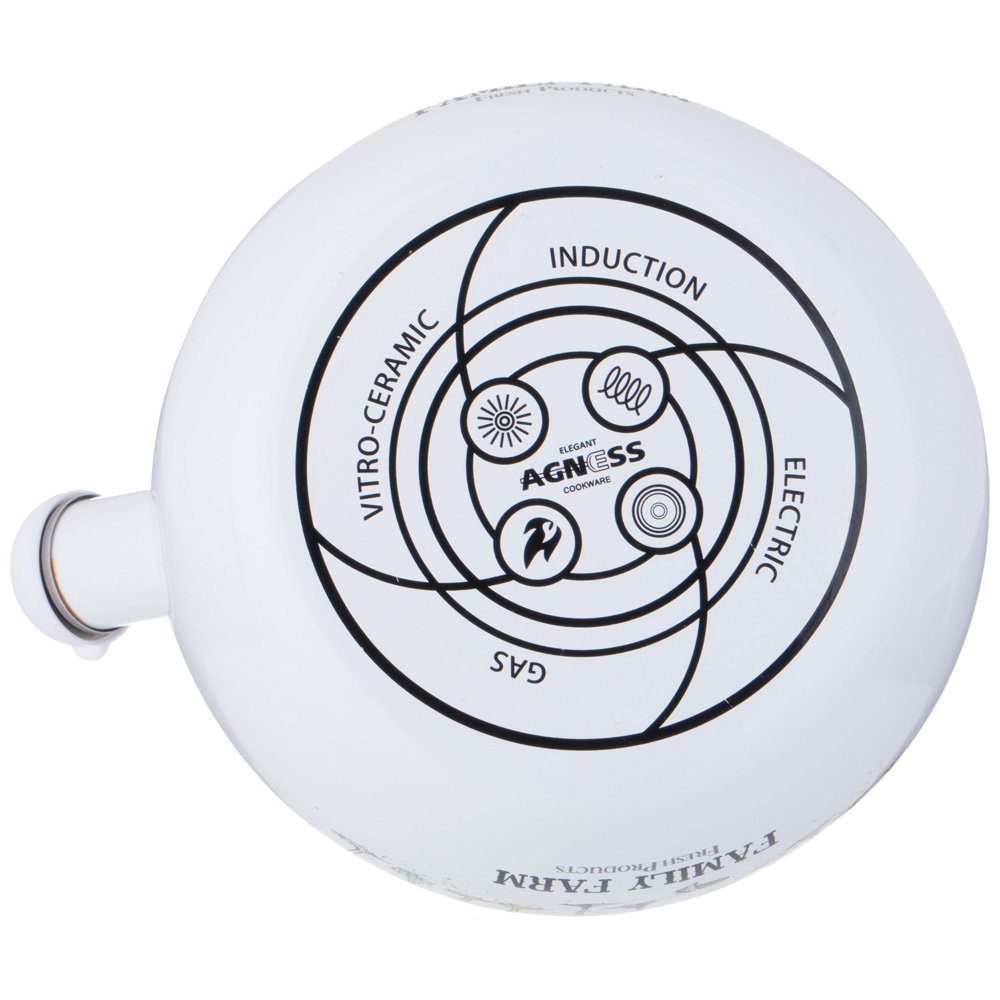 ЧАЙНИК AGNESS ЭМАЛИРОВАННЫЙ СО СВИСТКОМ СЕРИЯ, FAMILY FARM,  2, 2Л, ИНДУКЦИОННОЕ ДНО