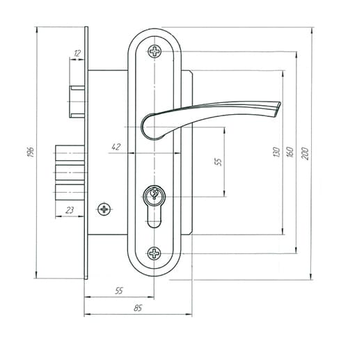 Замок врезной ЗВ4. 2-01 Омега, медь, 1/15