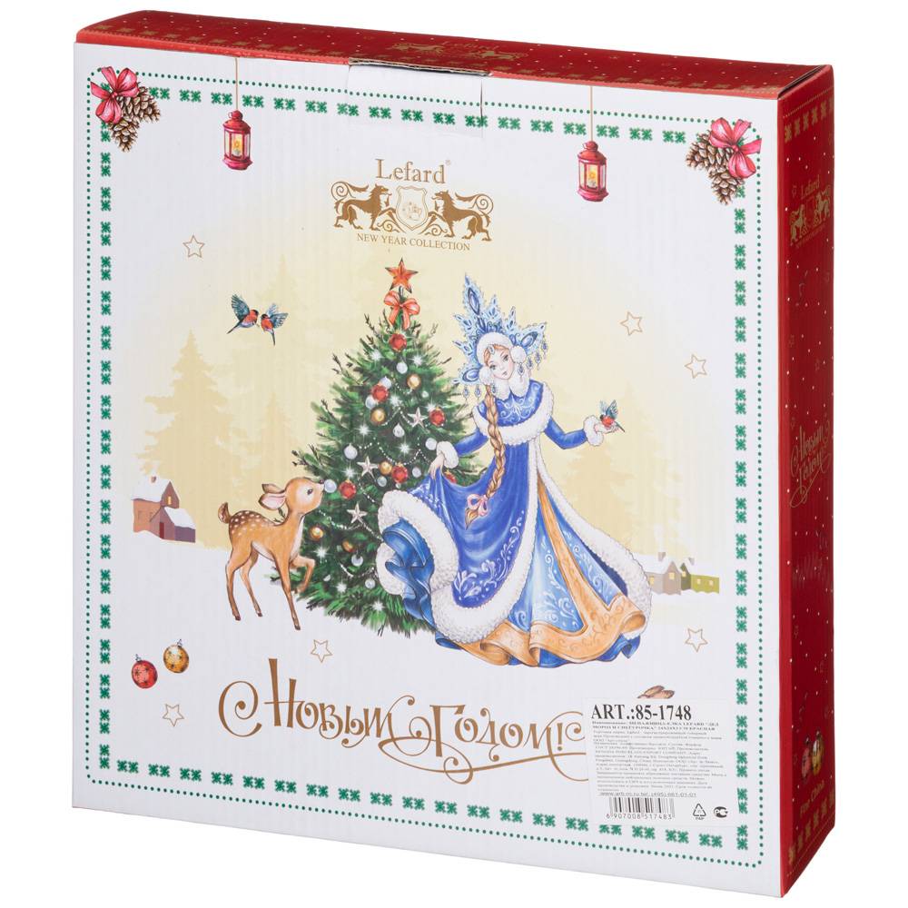 МЕНАЖНИЦА LEFARD, ДЕД МОРОЗ И СНЕГУРОЧКА, ЕЛКА 24Х24Х3 СМ КРАСНАЯ, КОР=12ШТ.