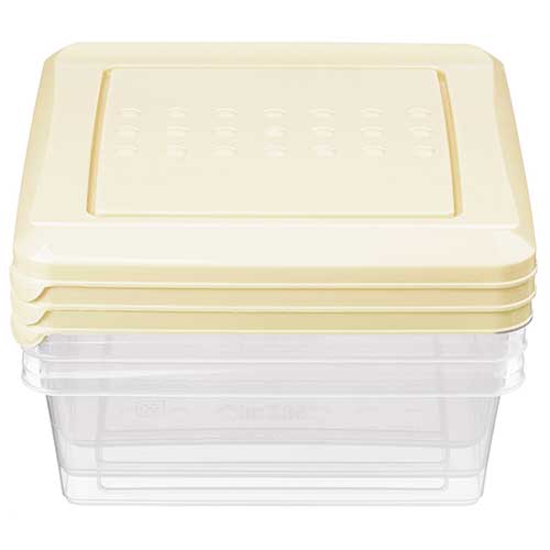 Комплект контейнеров для продуктов Homver Asti 221101025/01, квадратных 0.5 л х 3 шт, светло-бежевый