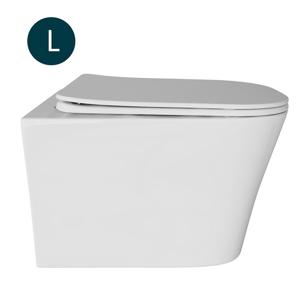 Унитаз подвесной безободковый WAVE PROMO сид. дюропласт, м/л, быстр, БЕЛЫЙ глянец, L