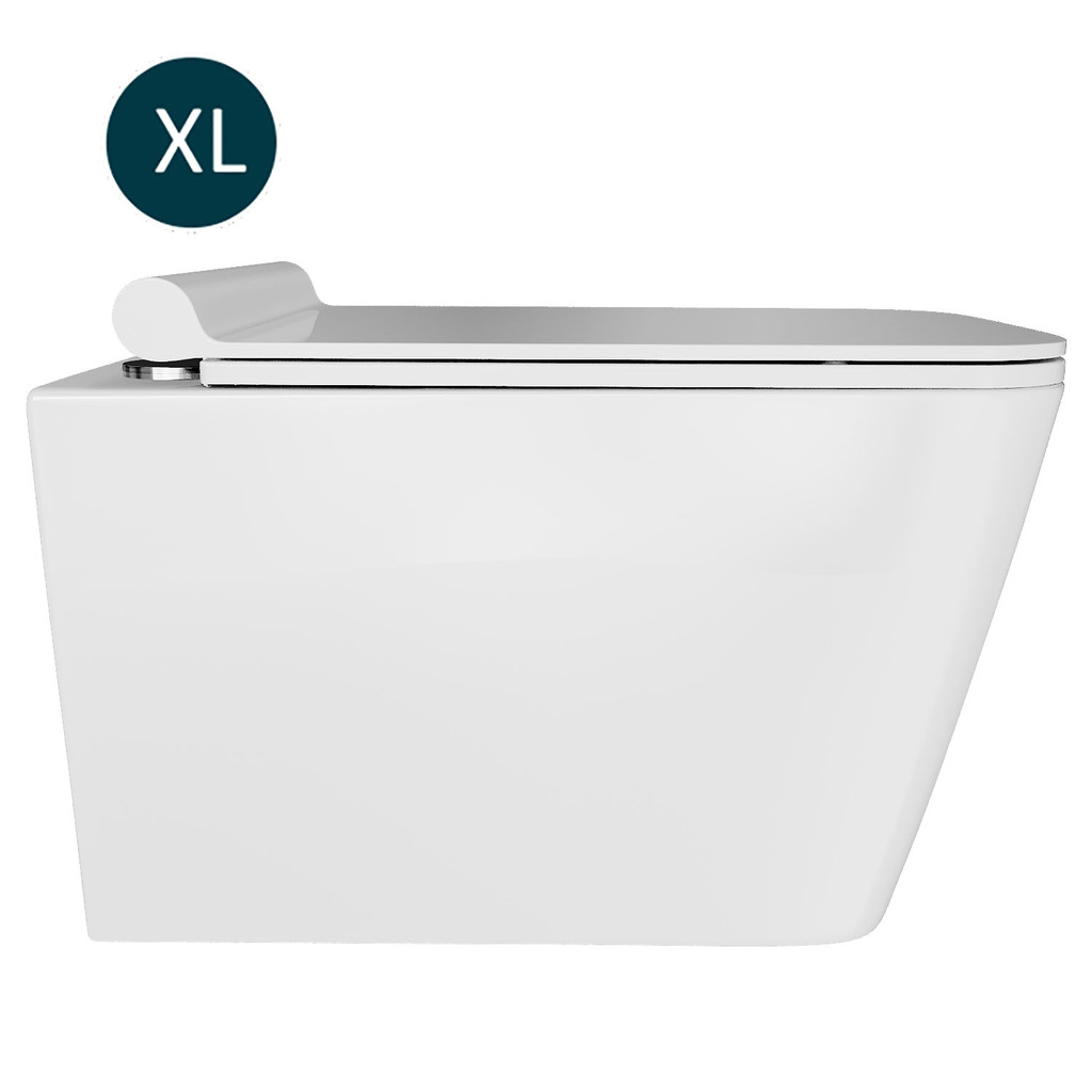 Унитаз подвесной безободковый WAVE LEON сид. дюропласт, м/л, быстр, БЕЛЫЙ глянец, XL