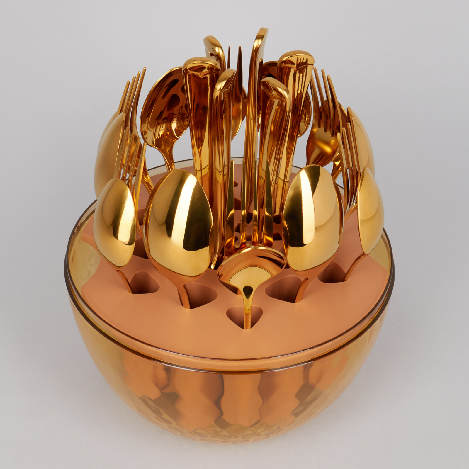 НАБОР СТОЛОВЫХ ПРИБОРОВ НА ВРАЩАЮЩЕЙСЯ ПОДСТАВКЕ, 24ПР., СТАЛЬ 18/10, ПВД ПОКРЫТИЕ