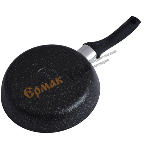 Сковорода 18 см, 40 мм с ручкой АП смт18401а KUKMARA, темный мрамор, 1/12