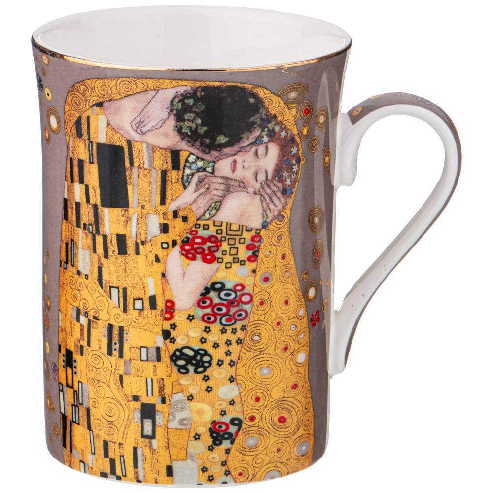 НАБОР КРУЖЕК LEFARD, ПОЦЕЛУЙ,  Г. КЛИМТ 2 ШТ. 300 МЛ, КРЕМОВАЯ, СЕРАЯ, КОР=24НАБ.