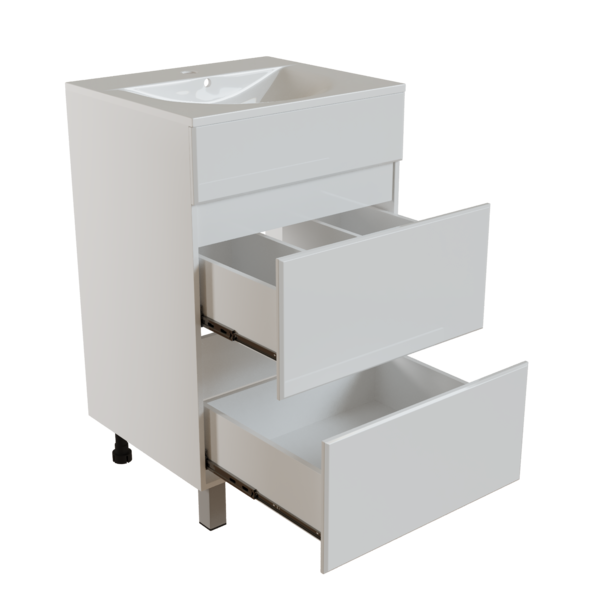 Тумба д/ванной, БРИКС-50,  ОТДЕЛЬНО ПРИОБРЕТАЕТСЯ РАКОВИНА 2 ящика под раковину, Breeze 50, мебельный, Sanita Luxe, ПВХ, раковина в комплект не входит