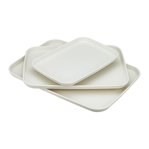 Поднос пластм набор из 3х штук белый ротанг, 1/12