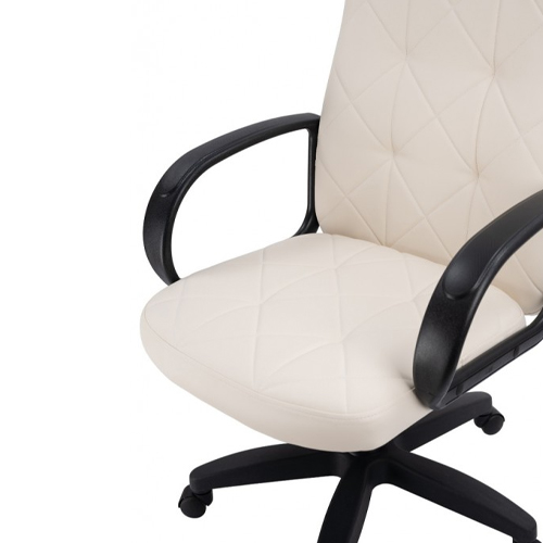 Кресло офисное, компьютерное TRON V2 экокожа Prestige, хром, слоновая кость