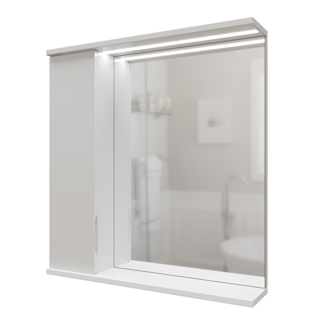Зеркальный шкаф, Лайн-60, левый с подсветкой, ПВХ
