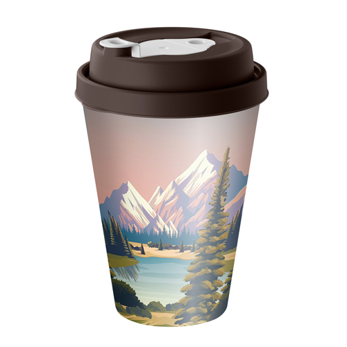 Стакан с крышкой 420 мл Homver 223133490/00, с декором с клапаном Заряд природы микс 1