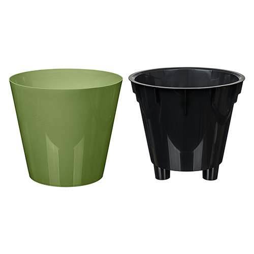 Горшок для цветов 5 л Homver Rosemary 221605918/01, 230 мм, с дренажной вставкой, зеленый