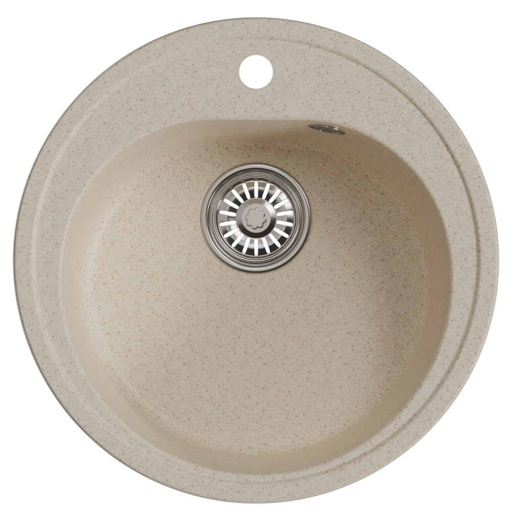 Мойкa ML-GM11 круглая, бежевая, 328, 500мм, глуб. чаши 180 NEW