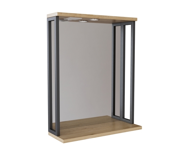 Зеркальный шкаф, БРУКЛИН, 60 Дуб Бунратти с подсветкой ЛОФТ, ЛДСП