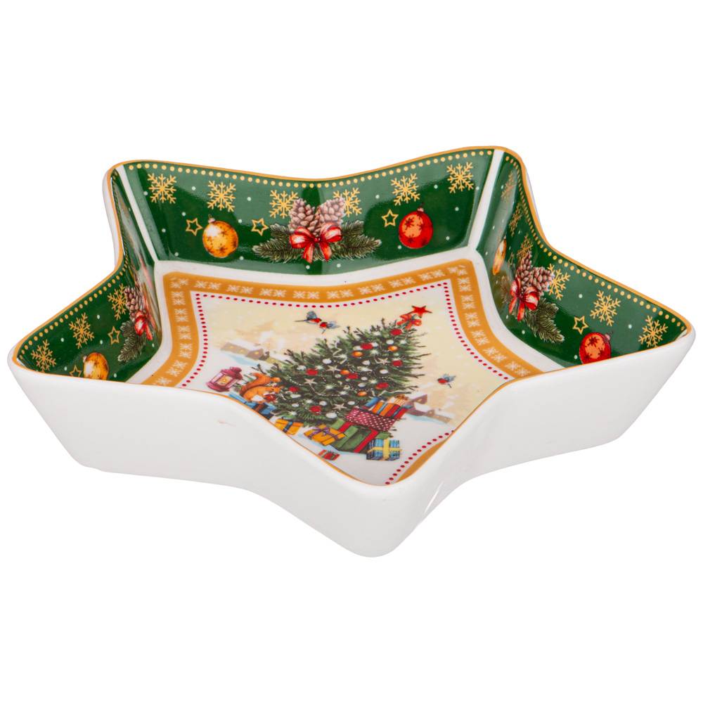 БЛЮДО LEFARD, ЕЛКА, ЗВЕЗДА 17, 5Х17, 5Х3, 5 СМ ЗЕЛЕНОЕ, КОР=36ШТ.