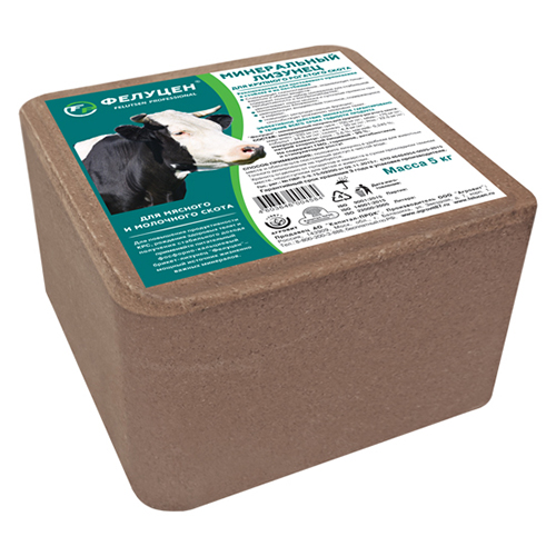 Солебрикет Фелуцен лизунец минеральный для крупного рогатого скота 5кг, брикет, 2/2