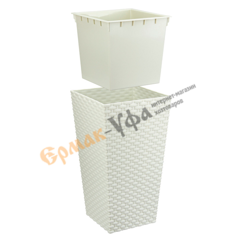 Горшок для цветов Ротанг 198х198х360мм Белый, 1/10