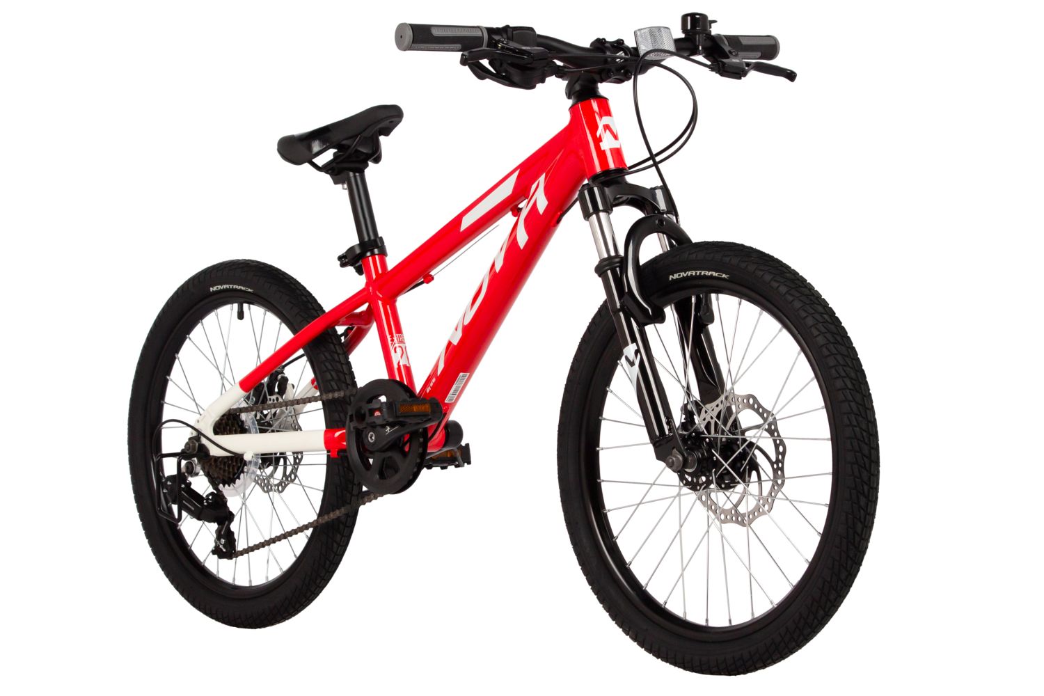 Велосипед NOVATRACK 20, EXTREME, красный, алюм., 7 скор., Shimano/Microshift диск.тормоз STG