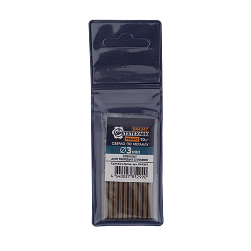 Сверло по металлу 3,0мм SPETSTEXNIK, кобальт, Р6М5К5, для тверд. сплав. , 10/4000