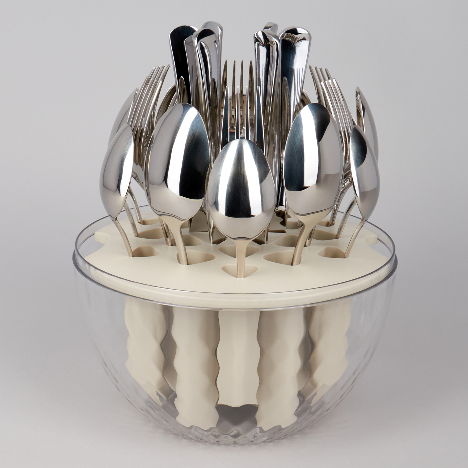 НАБОР СТОЛОВЫХ ПРИБОРОВ НА ВРАЩАЮЩЕЙСЯ ПОДСТАВКЕ, 24ПР., СТАЛЬ 18/10