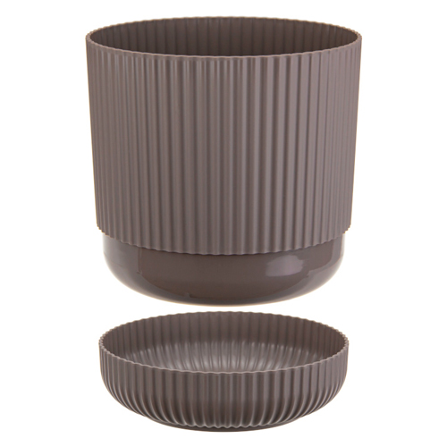 Кашпо 1.6 л IDEA ВЕЛЬВЕТ М 3180, с пристегнутым поддоном, французский серый, 140 мм