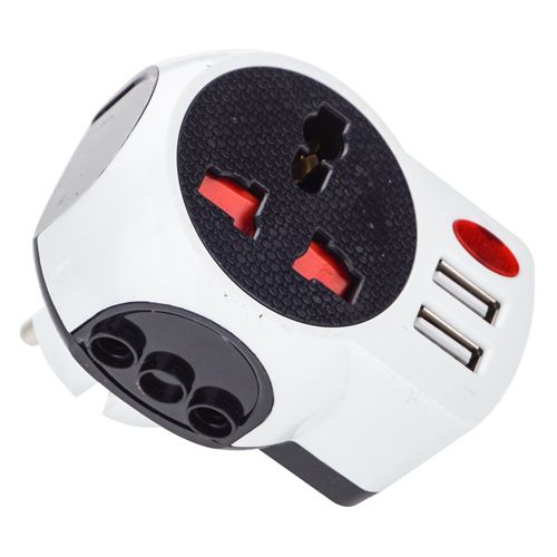 Адаптер для вилок 2USB универсальный, 16А 250W с подсветкой, 12/240