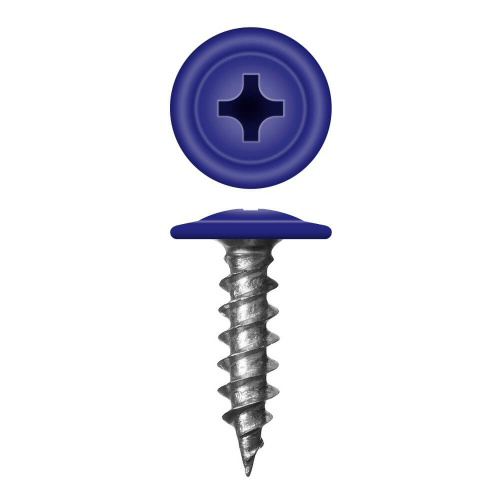 Саморез прессшайба острый 4,2х19 RAL-5002 ультрамарин, 1000шт, 1/