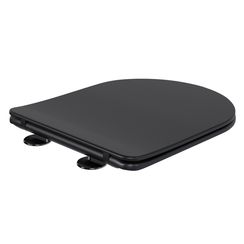 Сиденье для унитаза  WAVE ROUND дюропласт, микролифт ЧЕРНЫЙ матовый