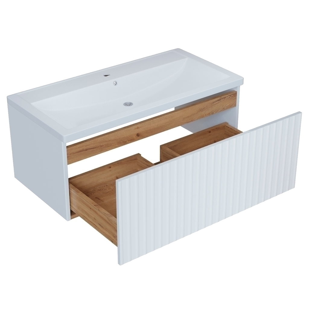 Тумба д/ванной, ВЕКТОР-90,  ОТДЕЛЬНО ПРИОБРЕТАЕТСЯ РАКОВИНА подвесная, push-to-open, под раковину Марго-90, MIXLINE, ПВХ, раковина в комплект не входит