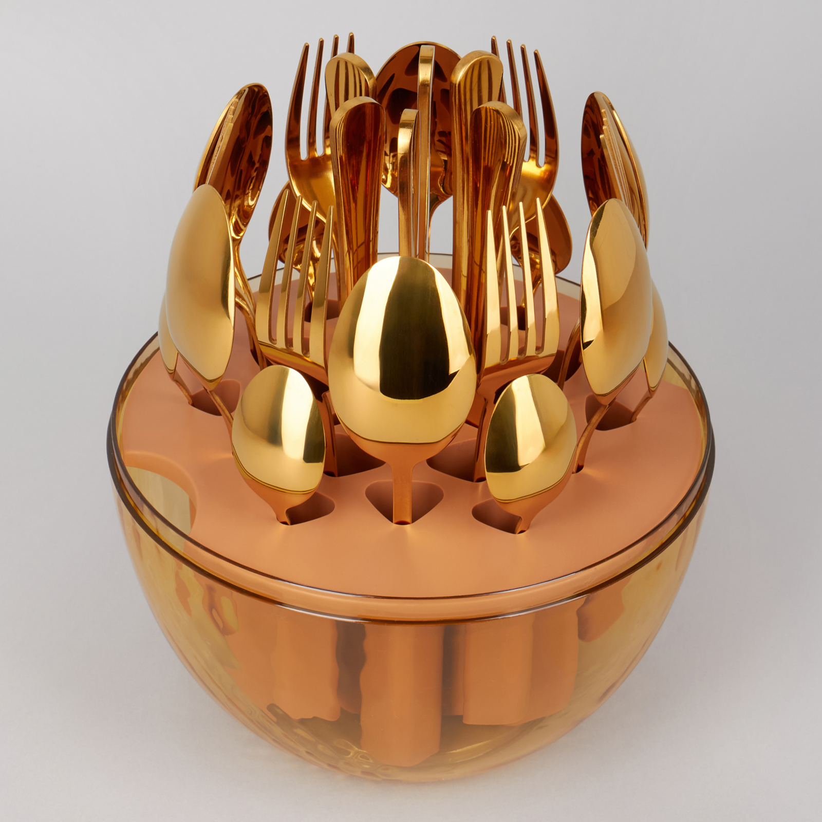 НАБОР СТОЛОВЫХ ПРИБОРОВ НА ВРАЩАЮЩЕЙСЯ ПОДСТАВКЕ, 24ПР, ПВД ПОКРЫТИЕ