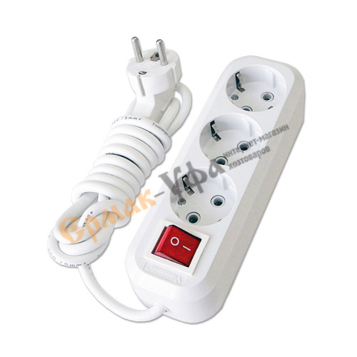 Удлинитель 3-местн 3 м с заземлением Универсал с выключ. S-303 ПВС 3х1 мм², 1/45