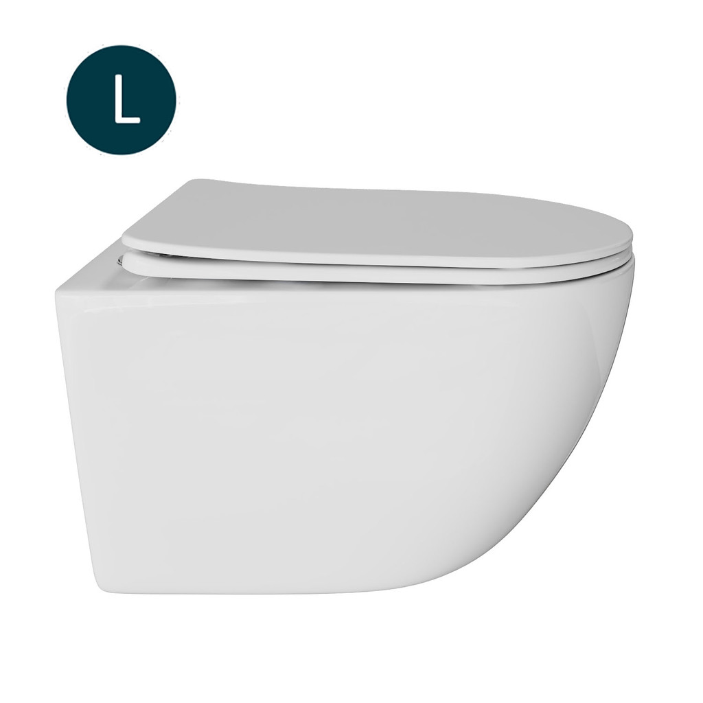 Унитаз подвесной безободковый WAVE ROUND сид. дюропласт, м/л, быстр, БЕЛЫЙ глянец, L