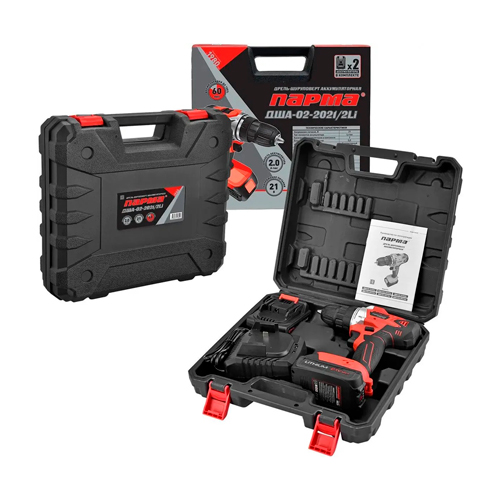 Дрель-шуруповерт аккумуляторная, ПАРМА ДША-02-2021/2Li