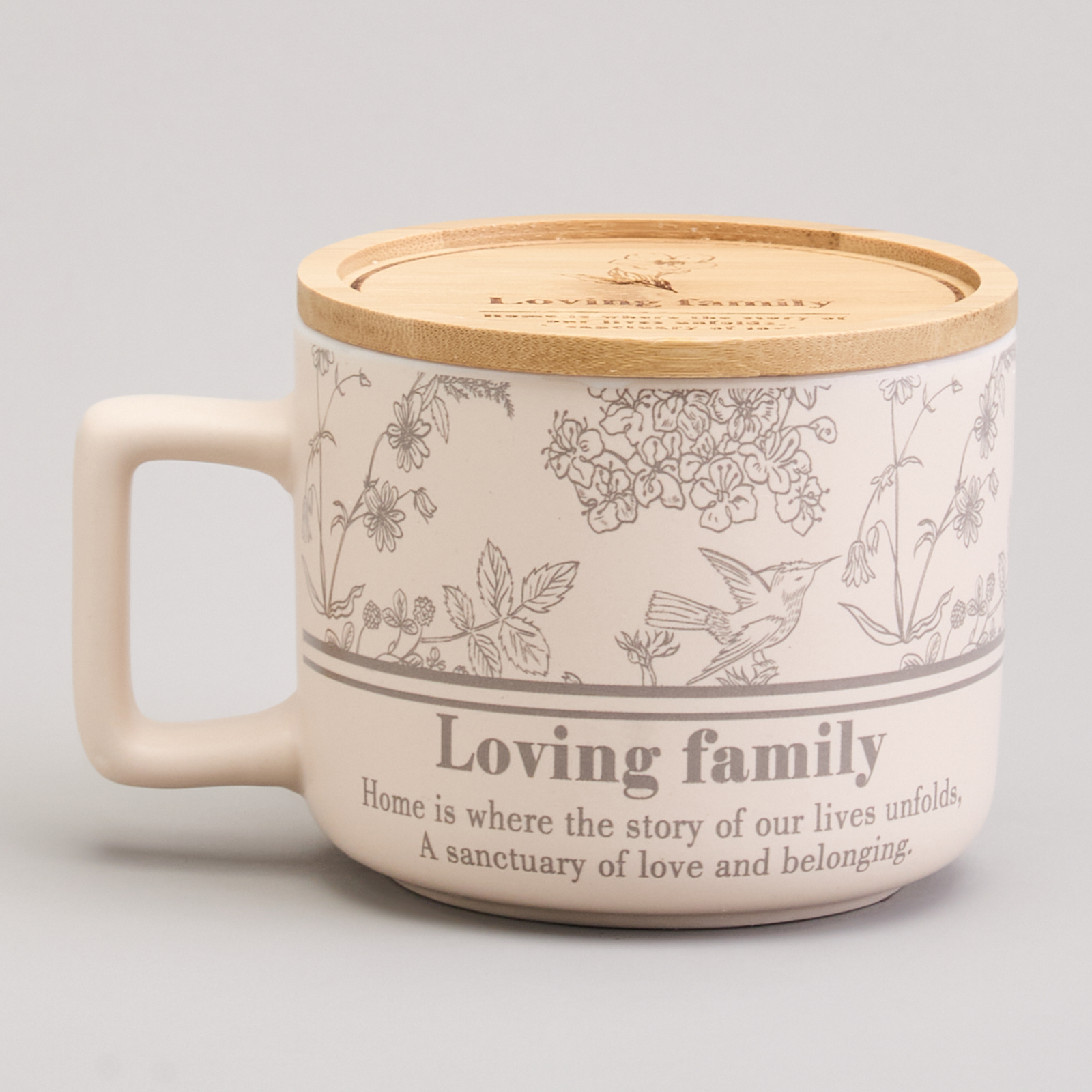 КРУЖКА LEFARD 400МЛ С БАМБУКОВОЙ КРЫШКОЙ, SWEET HOME, 9.6*8CM