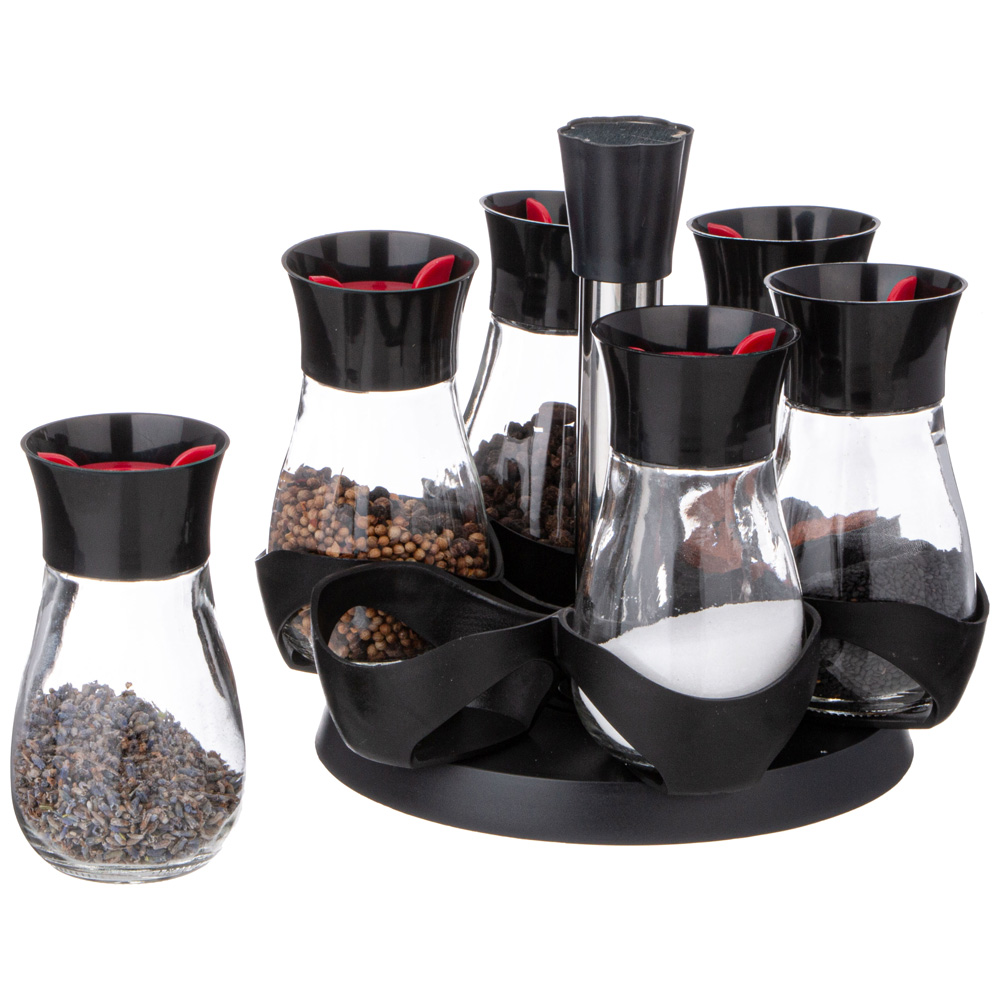 НАБОР БАНОЧЕК ДЛЯ СПЕЦИЙ ИЗ 6 ШТ. НА ВРАЩАЮЩЕЙСЯ ПОДСТАВКЕ