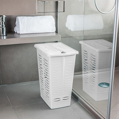 Корзина для белья 30 л Homver Rambai 221306821/03, 377х261х492 мм, светло-серая