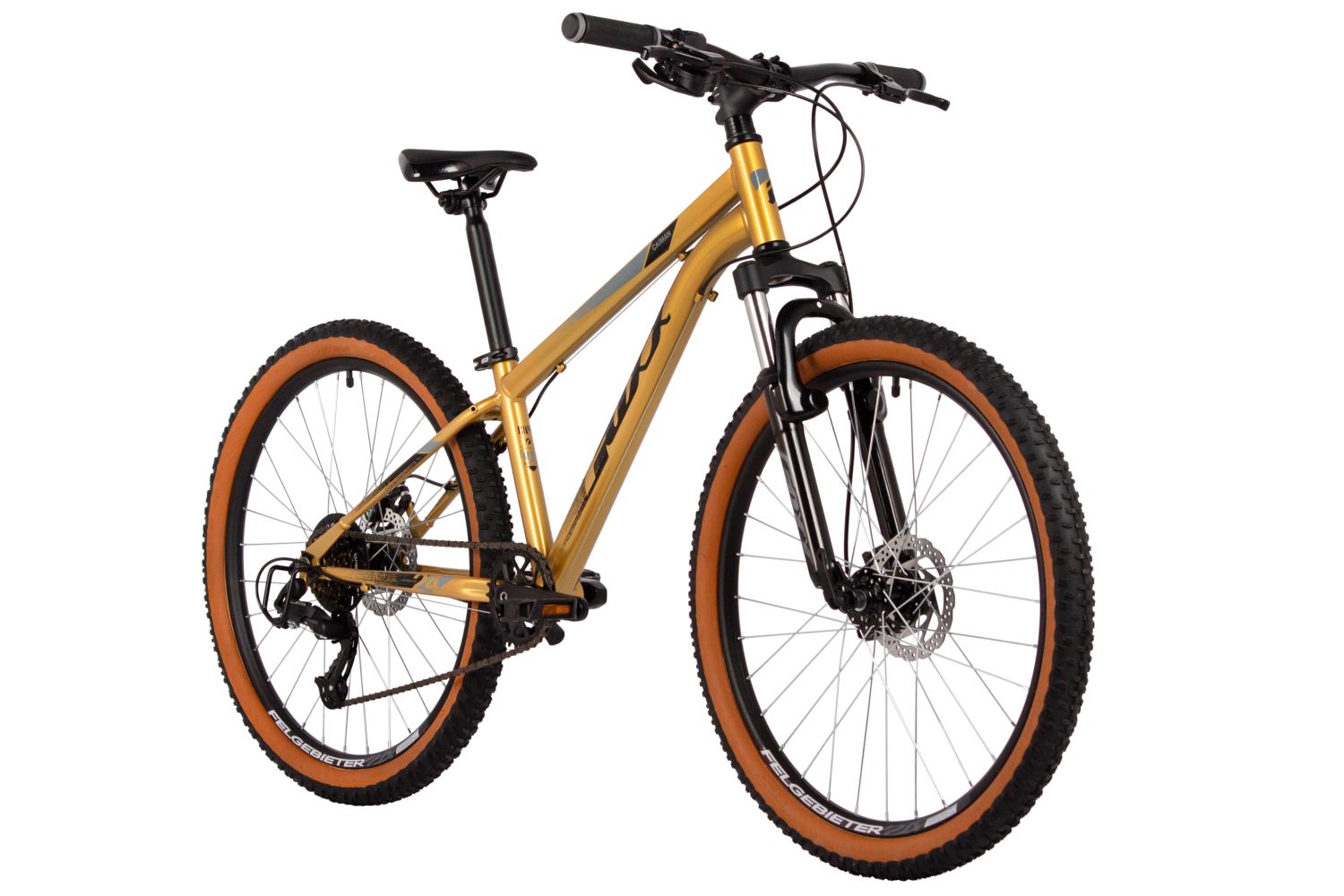 Велосипед FOXX 24, CAIMAN JR золотой, сталь, размер 12,
