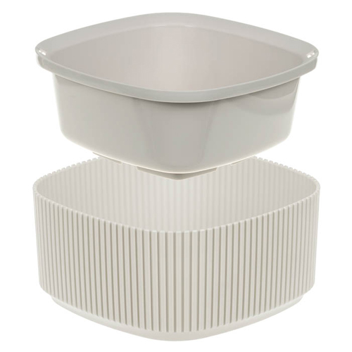 Кашпо 0.9 л IDEA СТРИП М 3249, 165х165 мм, со вставкой, кремовый