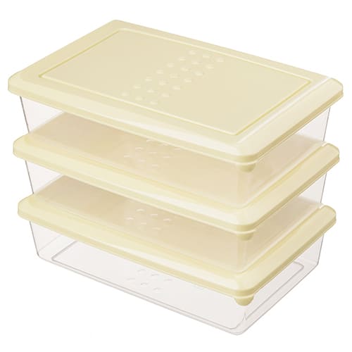 Комплект контейнеров для продуктов Homver Asti 221100725/01, прямоугольных 0.75 л х 3 шт, светло-бежевый