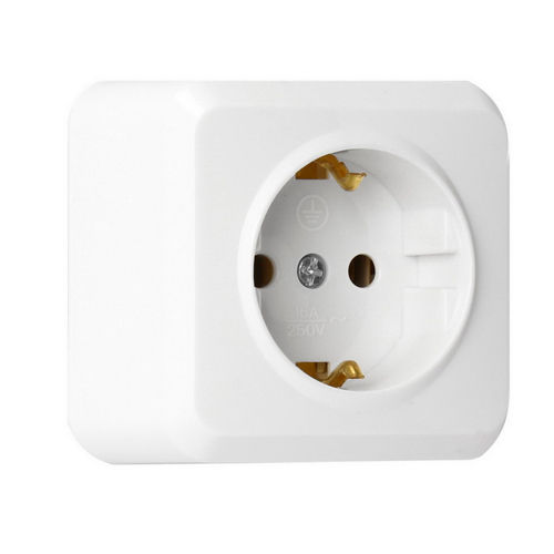 Розетка 1-местная 16А с заземлением белая, керамика Юпитер Smartbuy, SBE-03w-16-S1-Z-c, 1/200