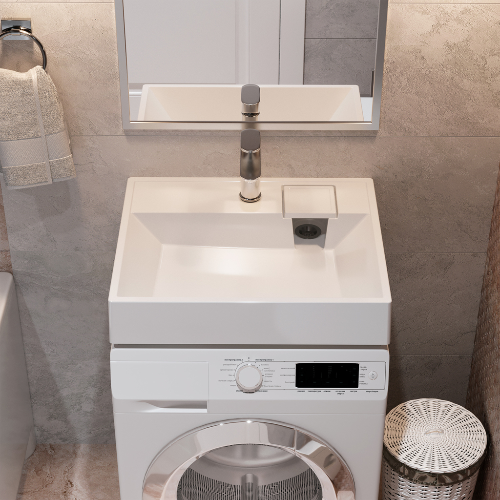 Раковина над стиральной машиной, ЛЕРОН, 60*50 ш*г, с кронштейнами, MIXLINE