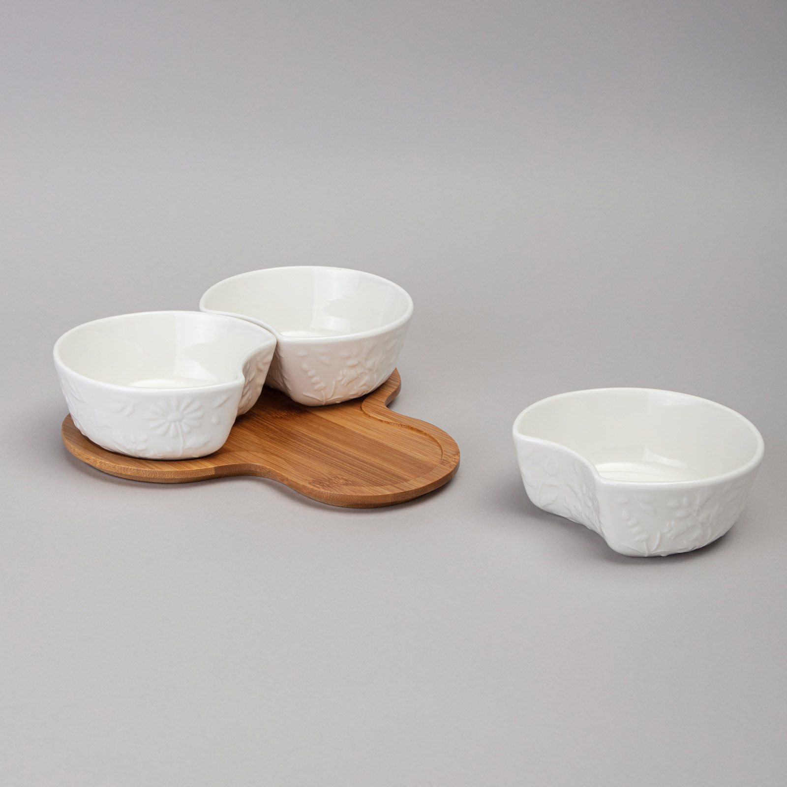 МЕНАЖНИЦА 3 СЕКЦИИ LEFARD, FLOWERS STORY, НА ДЕРЕВ. ПОДСТАВКЕ 22*22*6 СМ 250 МЛ