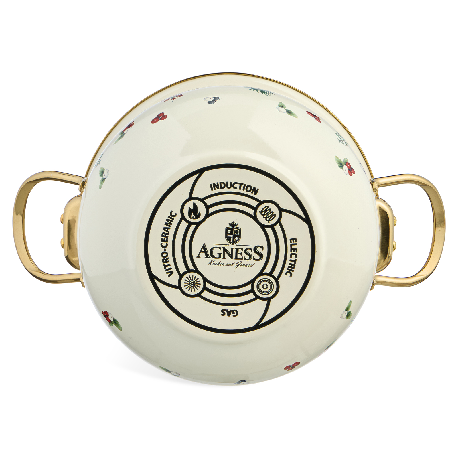 КАСТРЮЛЯ ЭМАЛИРОВАННАЯ AGNESS СО СТЕКЛЯННОЙ КРЫШКОЙ СЕРИЯ, CELEBRATION,  2.8 Л, 20*12 СМ