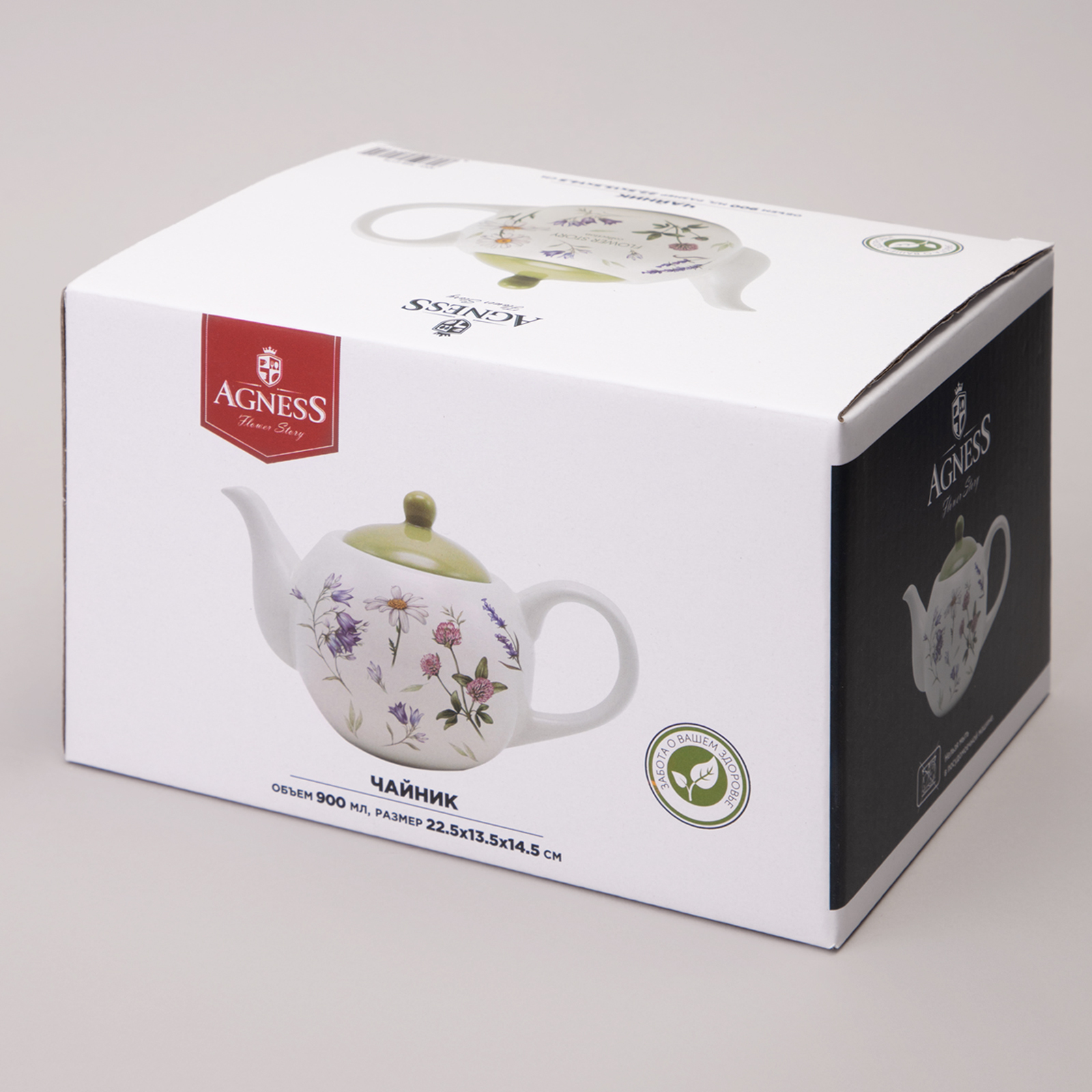 ЧАЙНИК AGNESS, FLOWER STORY, 22, 5*13*14, 5 СМ 900 МЛ, КОР=12ШТ.