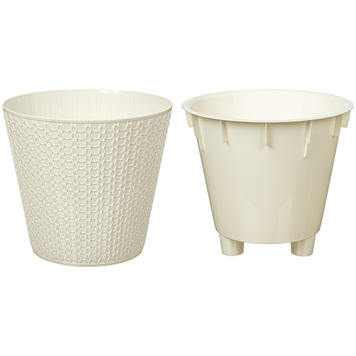 Горшок для цветов 5 л Homver Velvet 221603025/01, 230 мм, светло-бежевый